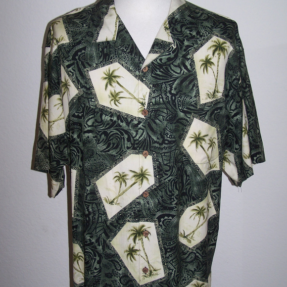 TOMMY BAHAMA 100% SILK HAWAIIAN PALMS SHIRT S2799 - Picture 5 of 6